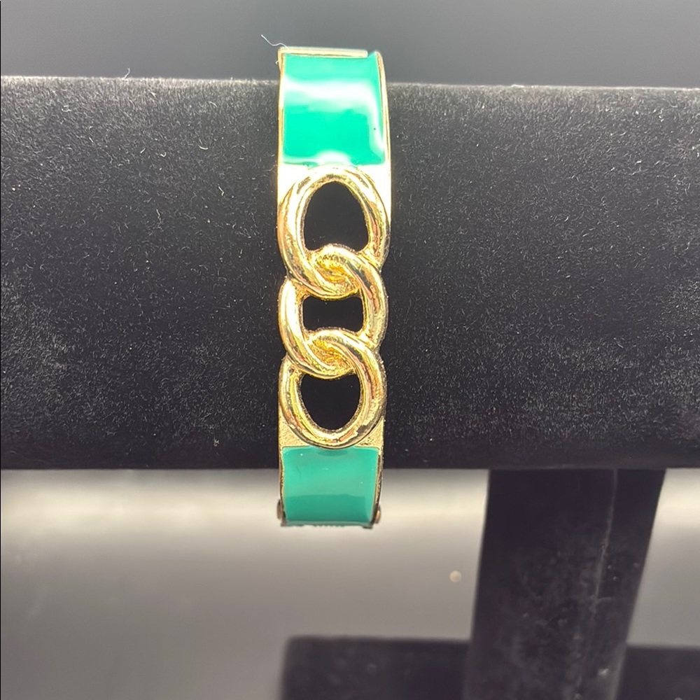 Vintage Fornash Bracelet-Gold and Green Chain Link Bracelet